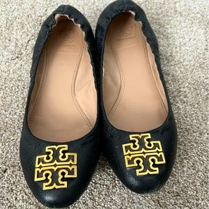 Tory Burch Gold Logo Flats
